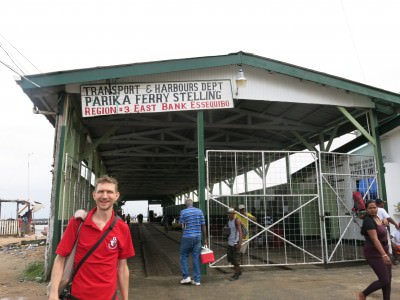 Backpacking in Parika, Guyana - by the ferry terminal.