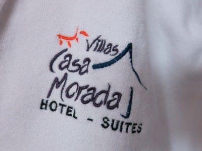 The custom made bath robes at Casa Morada.