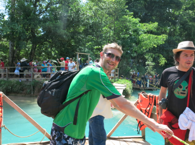On the rafts at Agua Azul.