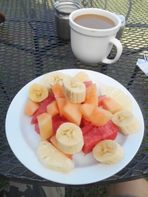 Great coffee and fruit for breakfast