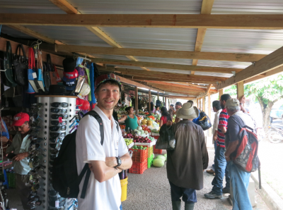 Touring the small market in Belmopan.