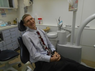 Pretending not to be nervous in the dentist in Hong Kong.