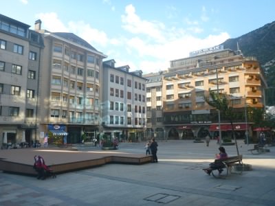 The main square and street in Escaldes Engordany.
