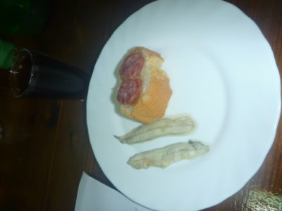 Salami and anchovies.