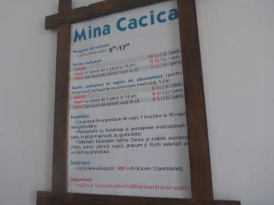 Opening times of Cacica Mine.