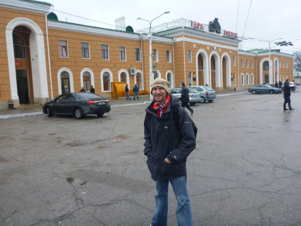 Backpacking in Transnistria - at the train station.