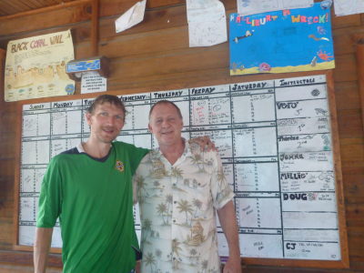With Jimmy - the main man at Utila Dive Center.