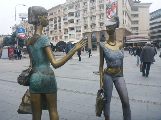 Art in downtown Skopje, Macedonia.