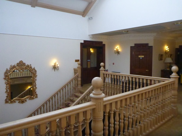 Interior stairway at Doxford Hall Hotel and Spa.
