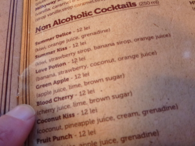 Non Alcoholic Dracula related cocktails.