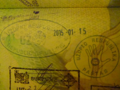 My Uzupis passport stamps with the date on them!