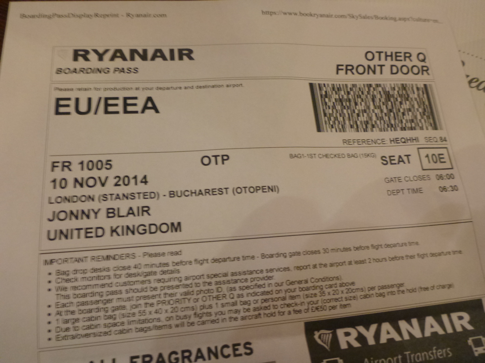 Tuesday's Travel Essentials: to Print Flight Tickets in London, England - Don't Living