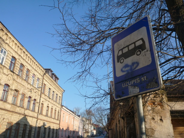 A bus stop Uzupis Gatve