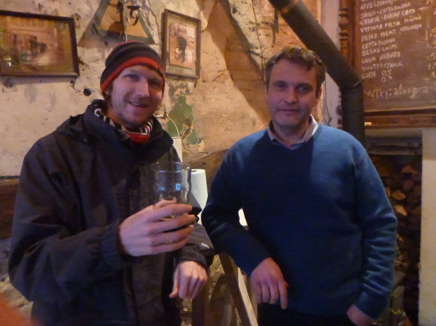 Having a drink with Paulius the pub owner of Spunka in Uzupis