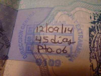 My arrival stamp into Honduras at Puerto Cortes