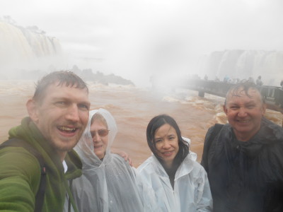 Getting soaked at Iguacu