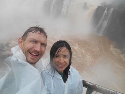Getting soaked at the incredible Iguazu Falls
