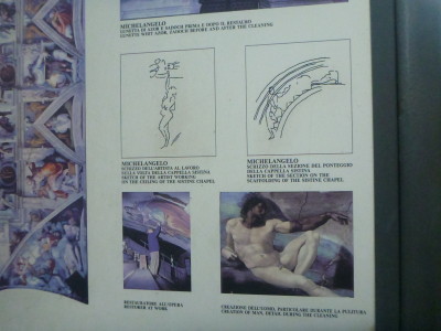 Some of the information boards on the works of Michaelangelo.