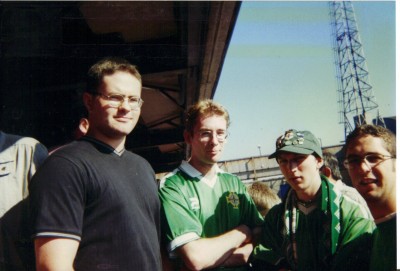 With my friends Beggsy, Bob and Mike at the Northern Ireland 1-0 Malta match at Windsor Park in September 2000