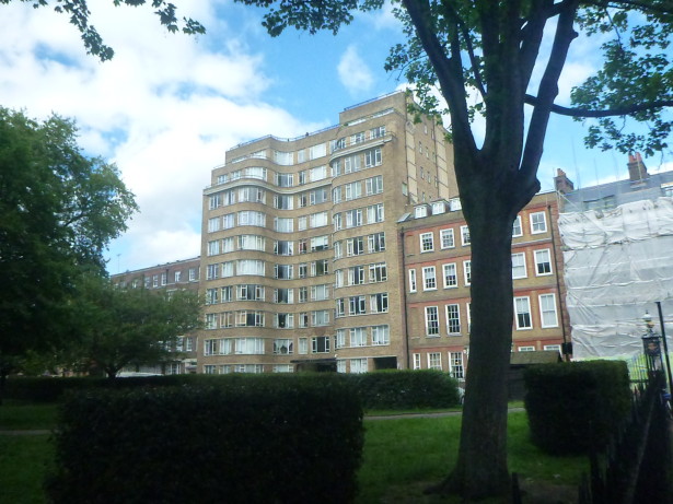 Charterhouse Square with Poirot's flat in behind