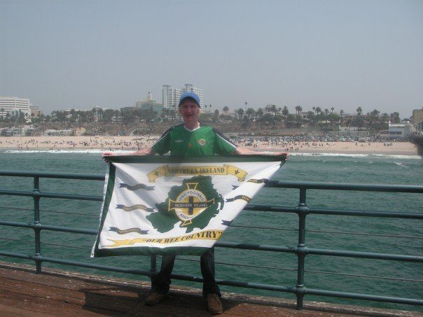 Flying the flag on Santa Monica pier in Los Angeles, USA