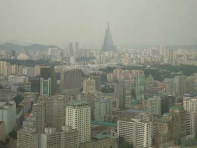 The view from the Revolving Restaurant over Pyongyang