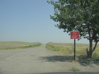 The end of the road in Nagorno Karabakh at Agdam, border to Azerbaijan