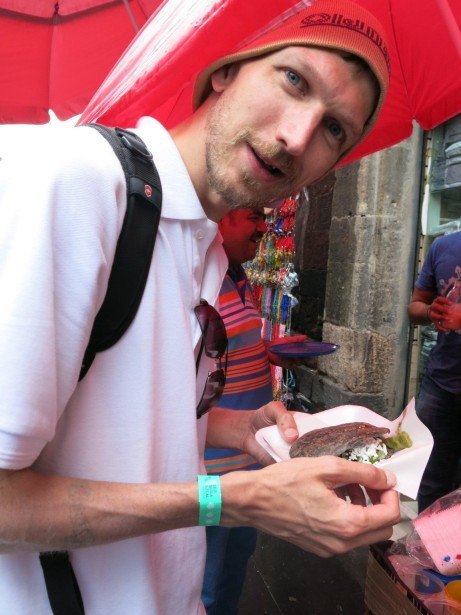 Cheap food at a downtown market in Mexico City