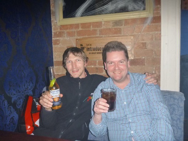 Austin and I on happier times - out on the piss.