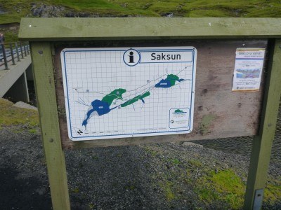 The arrival sign at Saksun