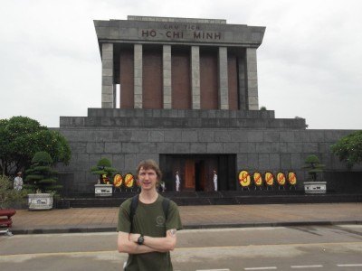Outside Ho Chi Minh's Mausoleum in Hanoi