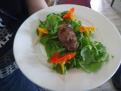One of the stuffed partridge breasts