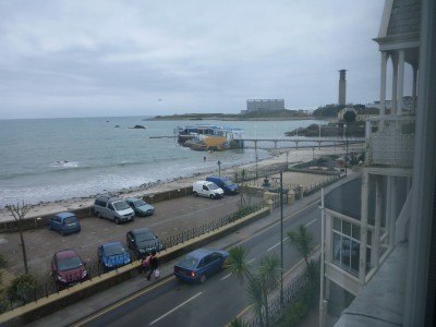 The view from my window over the beach and sea