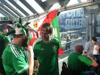 Nial and Aaron - Northern Ireland fans in Cafe Natur