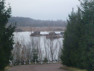 Sunken ships in the river