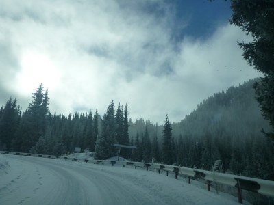 A clear road through the snow