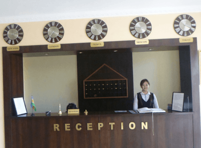 Zukhra on reception at Jipek Jolu Hotel Nukus Karakalpakstan