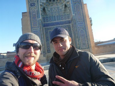 Ruslan and I at Amir Temur's Mausoleum