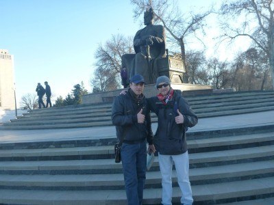 Ruslan and I by the Amir Temur Statue