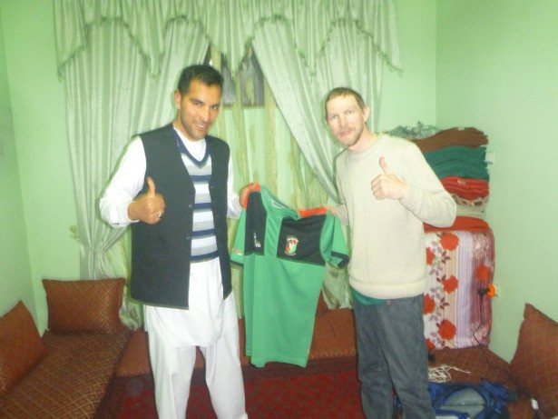 Reza with mhy Glentoran shirt