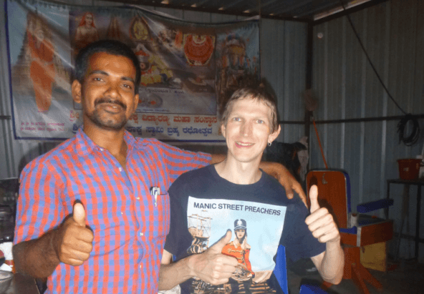 Getting my beard trimmed in Hampi India