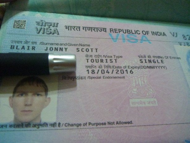 My Indian Visa - not actually needed for the permit though!