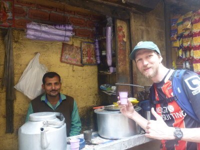 Drinking tea in New Delhi, India