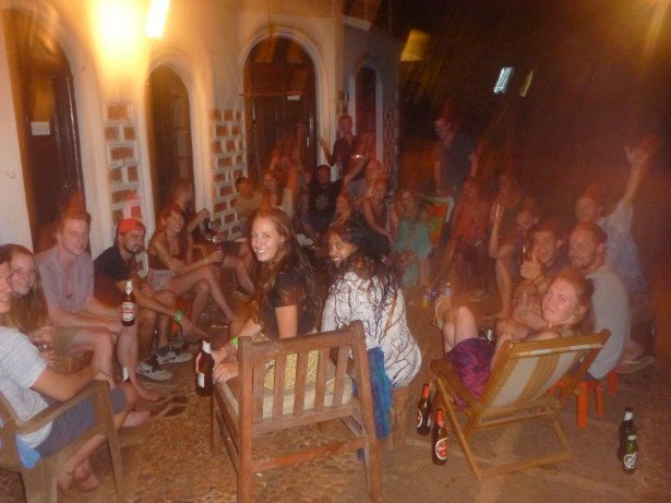Party crowd at the Jungle Hostel, Goa