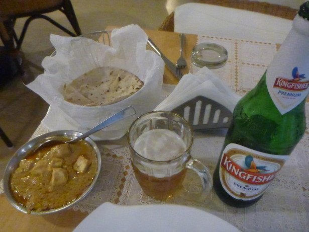 Paneer and a Kingfisher beer