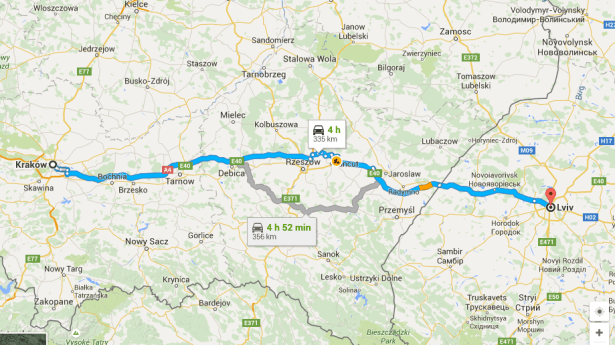 Krakow to Lviv Poland to Ukraine border
