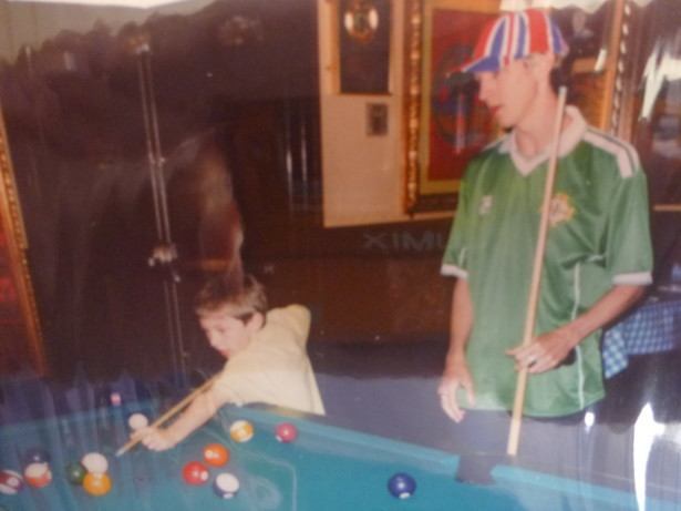 Youngest brother Danny and I playing pool in Torrevieja Spain, 2003