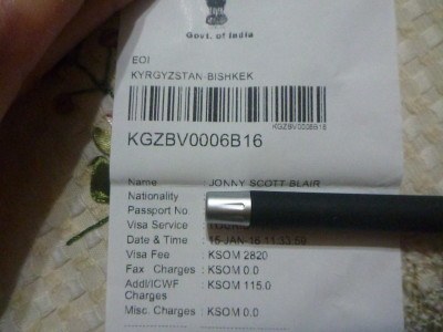 Receipt for collecting visa