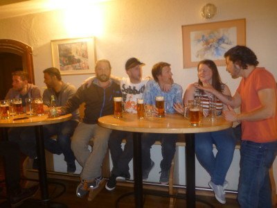 Mingling with the crowds at the backpackers bar in the YoHo Hostel