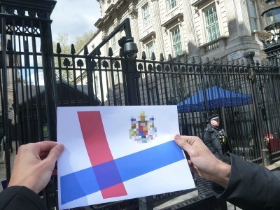 The Kingdom of Lovely flag at Ten Downing Street, Whitehall